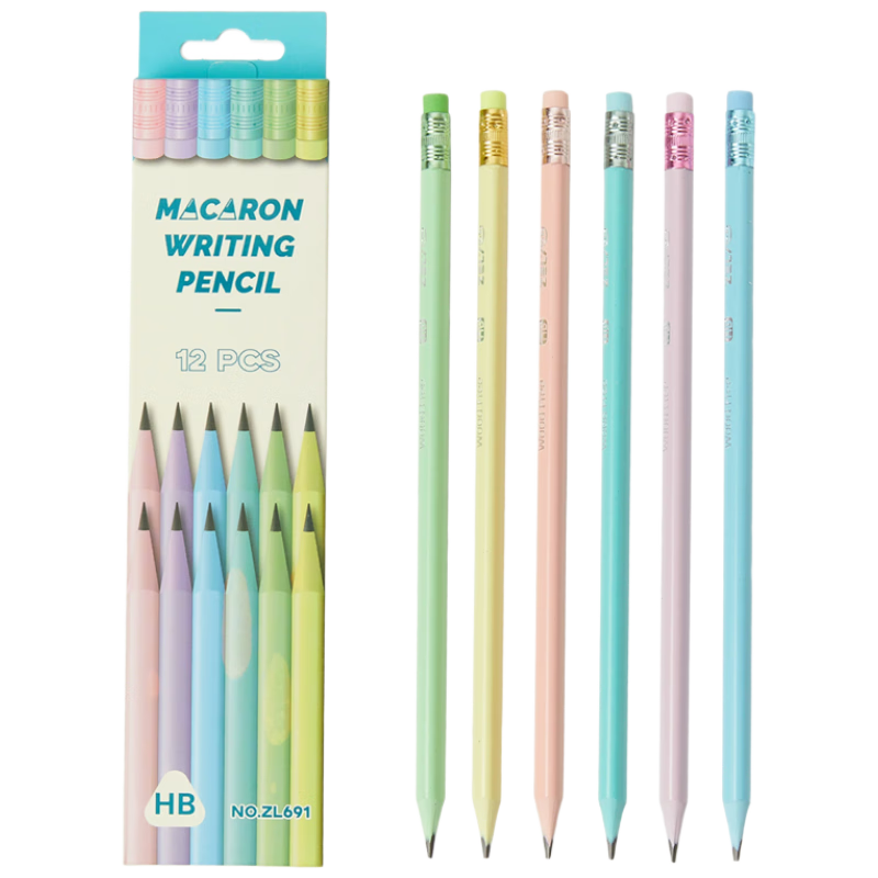 Jufu Stationery HB Pencils 12-Pack Macaron Color Triangular Wooden Pencils Student Exam Marking Writing Art Sketch Drawing Wooden Pencils Children's Day Gift
