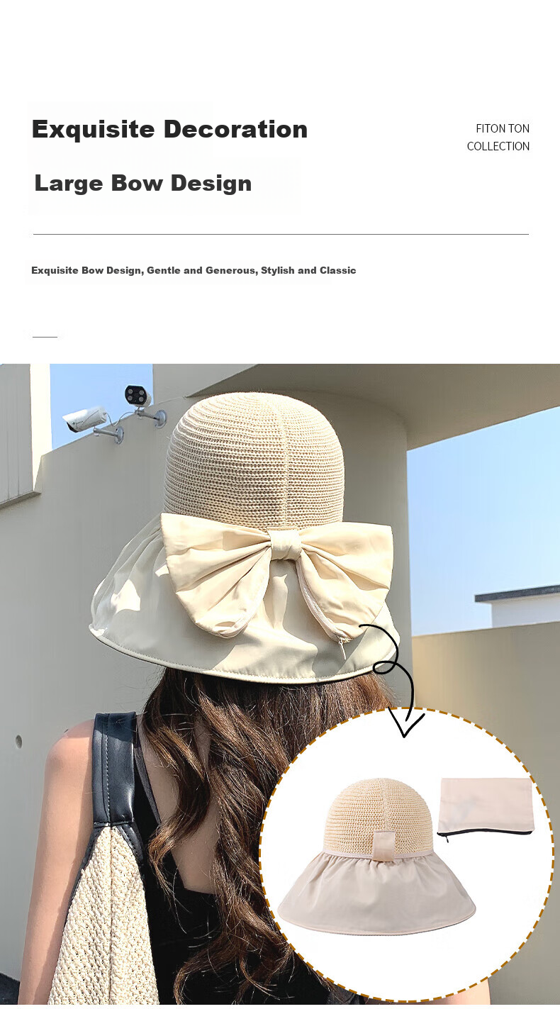 LangSha Sun Protection Hat for Women, Summer UV-Resistant Black Gel Wide Brim Sun Hat, Full Face Coverage Fisherman Hat, Beige 7