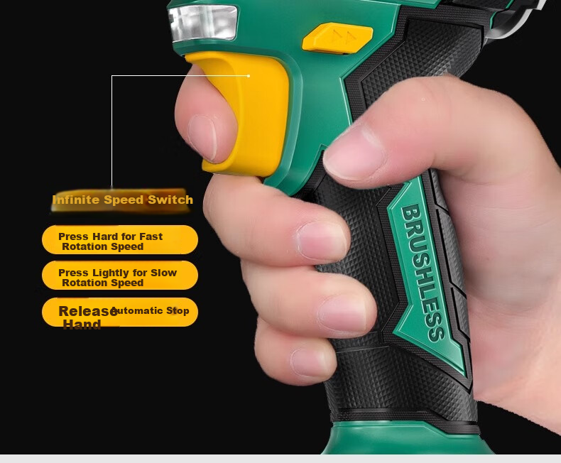 GREENER 21V Brushless Steel Cannon Lithium Drill, 55N.M Electric Drill, Rechargeable, Multi-Functional [Includes 27 Drill Bits] 30