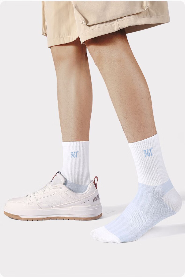 361° Authentic Unisex Sweat-Absorbing Breathable Mid-Calf Running Sports Socks for Men [White] 3 Pairs One Size 7