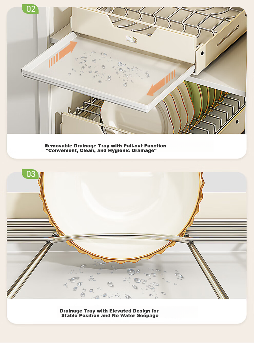 Shuaishi Dish Rack, Kitchen Pull-Out Basket, Cabinet Bowl Basket, Drawer Dish Rack, Draining Rack, Sink Pull-Out Bowl And Plate Storage Rack 16