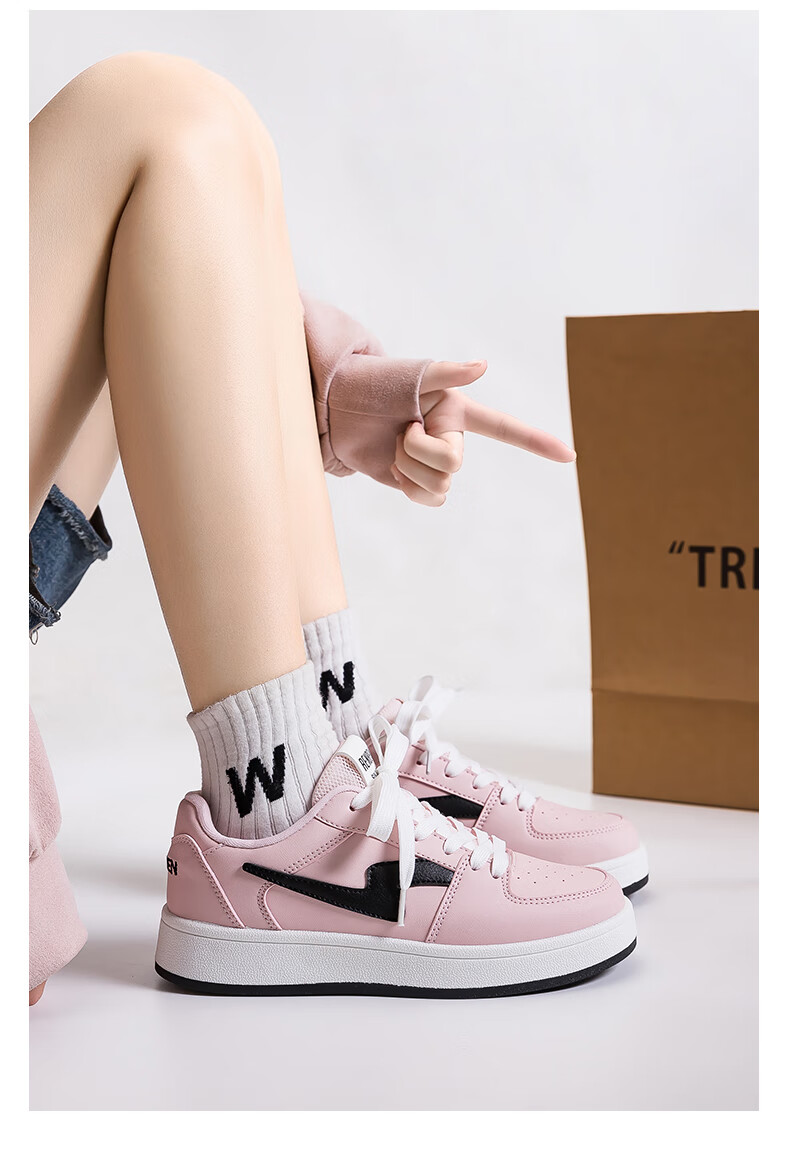 RENBEN Women's White Sneakers Ins Trendy Versatile 2026 New Student Korean Style High-End Popular Skate Shoes 12
