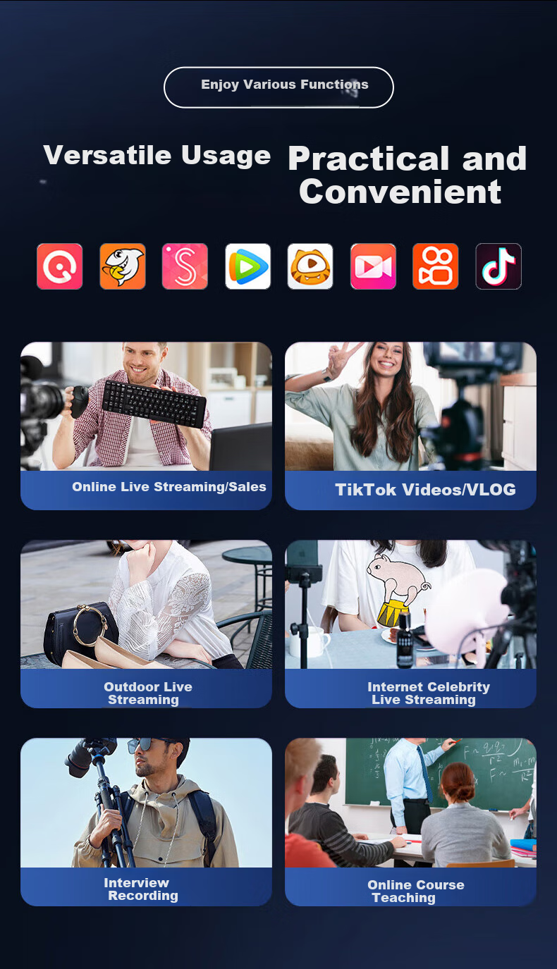 Soaiy Wireless Lavalier Microphone for Live Streaming, Recording Equipment, Short Video, Outdoor TikTok Karaoke, Professional Noise Reduction Portable Wireless Microphone MK52 Dual Channel Android Versio 3