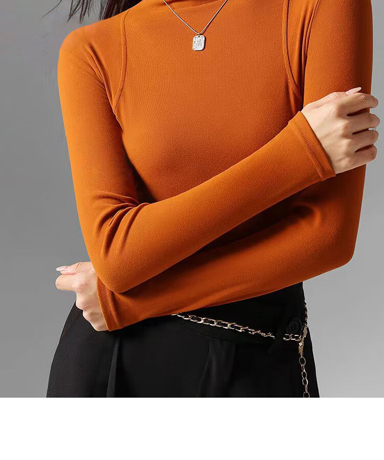 YUZHAOLIN Women's Slim Fit Half Turtleneck Fleece Lined Ribbed Base Layer Top White Autumn Winter 11