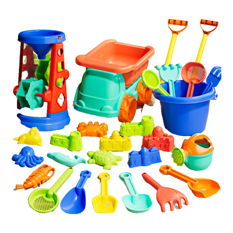 Beibeijia Children's Beach Toys, Summer Outdoor Sand Toys Set with Shovel And Digging Tools, 29 Pieces, Baby's Children's Day Gift