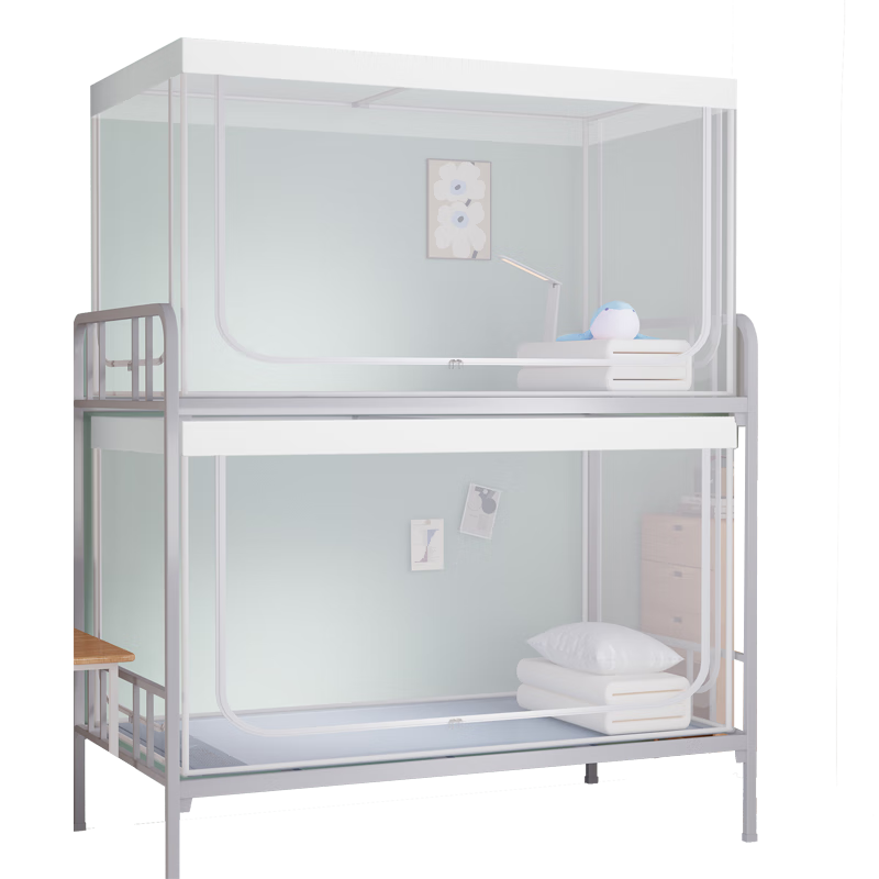 CottonFaith Full-Frame Adjustable Mosquito Net Frame for Middle and High School Dormitory Beds, Triple Door, 0.9m Bunk Bed Compatible