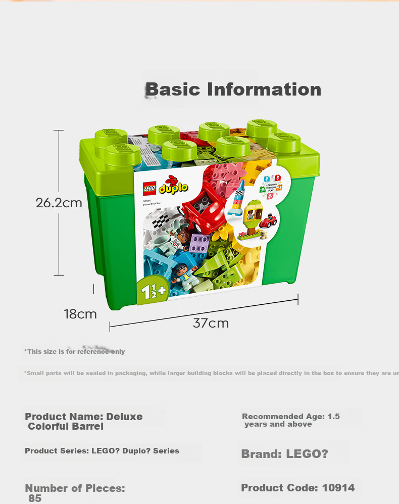 LEGO Building Blocks, 10914 Deluxe Colorful Large Green Bucket, Toy for Boys And Girls, Children's Birthday Gift, Large Bricks 11