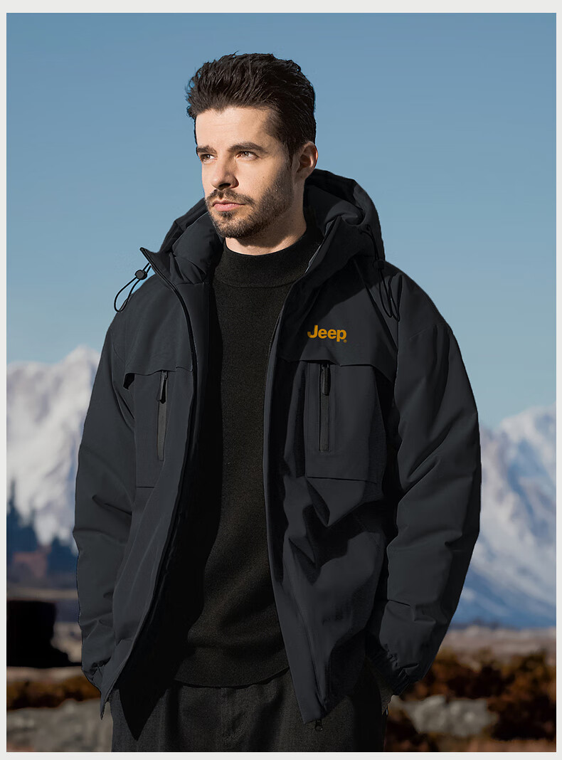 JEEP Men's Casual Thickened Warm Cotton Padded Jacket Winter 2025 New Graphene Windproof Cotton Coat 8