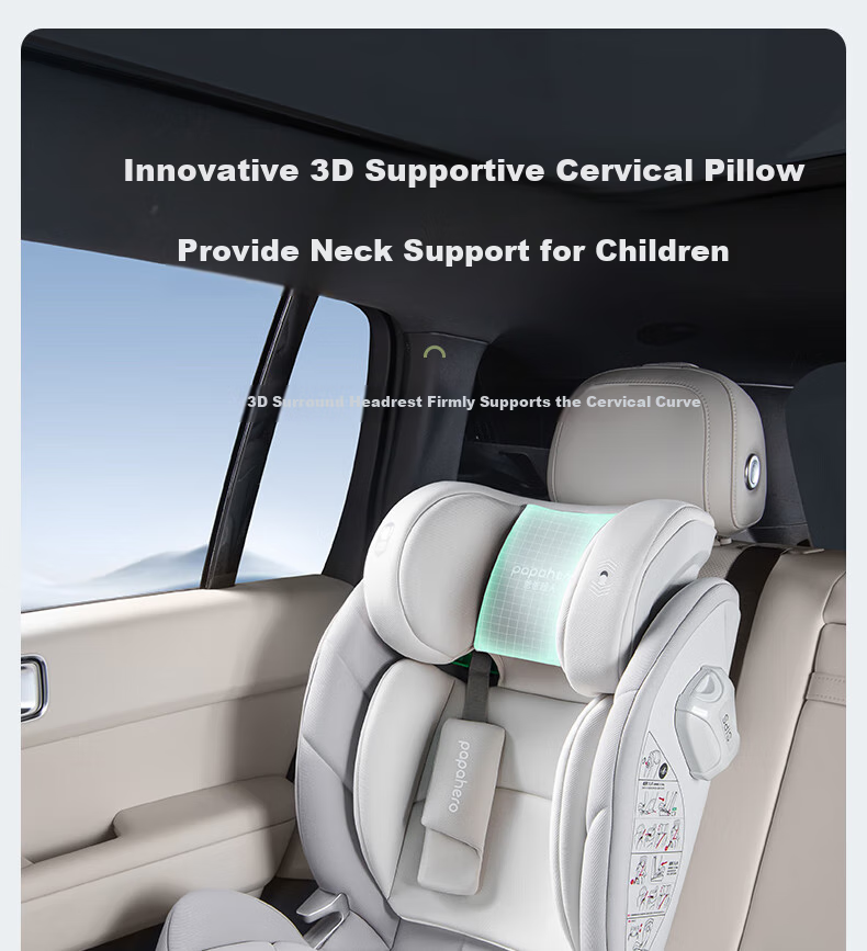 Babachaorenpapahero New National Standard Child Safety Seat for Ages 3-12, ISOFIX Interface, I-Size Certified, Car Height-Increasing Pad 12