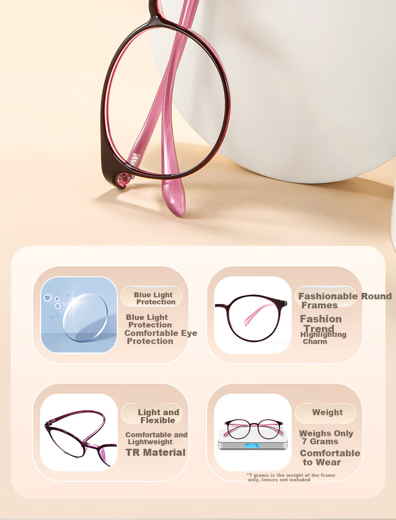 Yupintang Blue Light Blocking Reading Glasses for Women, Japanese Imported High Definition Reading Glasses for Men, TR Ultra-Light Reading Glasses, Gift for Mom, 7404 Authentic Product 4