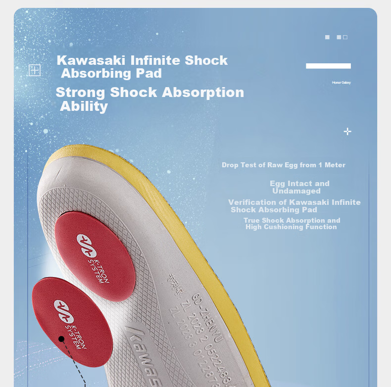 KAWASAKI Shock-Absorbing, Sweat-Wicking, Anti-Twist Arch Support Professional Sports Badminton Insoles for Men And Women, Deep Black, Size 40 5