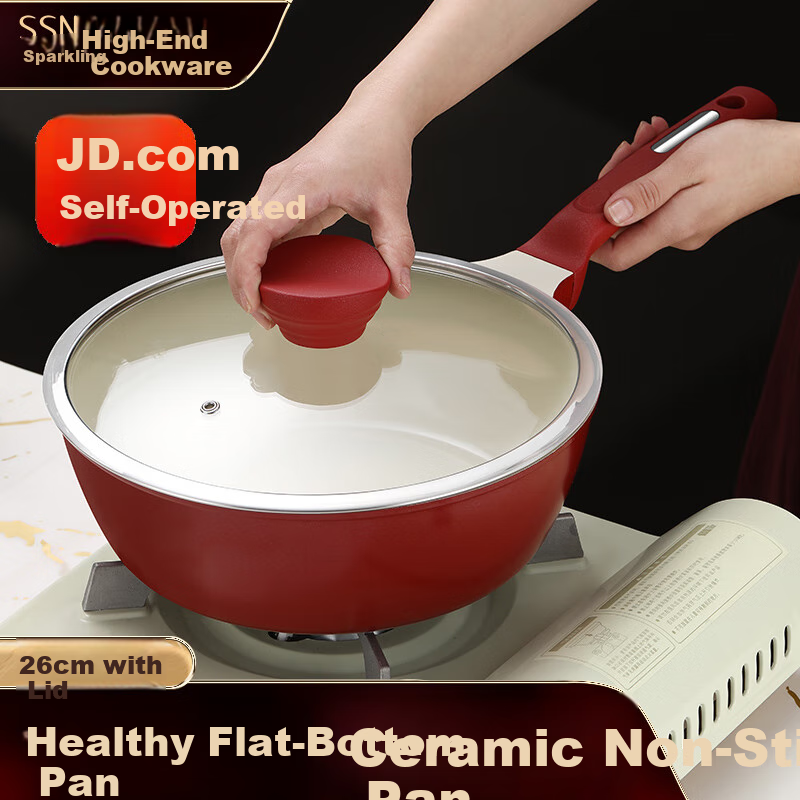 SSN Titanium Ceramic Flat Bottom Frying Pan, Non-Stick Ceramic Skillet, Pancake Griddle, Egg Pan, Small Frying Pan for Gas Stove And Induction Cooker