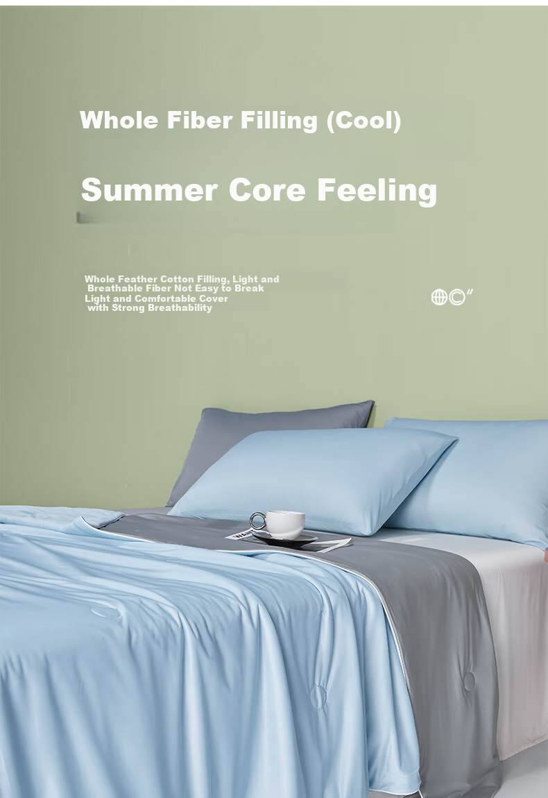 Wuyinliangpin Class A Cooling Ice Silk Summer Quilt, Lightweight Summer Blanket, Machine Washable, Double Bed Bedroom Air Conditioning Quilt, 200x230cm 8