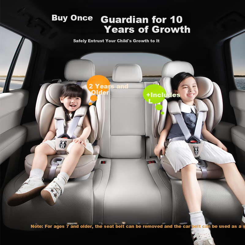 Babachaorenpapahero Child Safety Seat for Ages 1-12, Foldable Height-Increasing Pad, Portable Car Seat, New National Standard