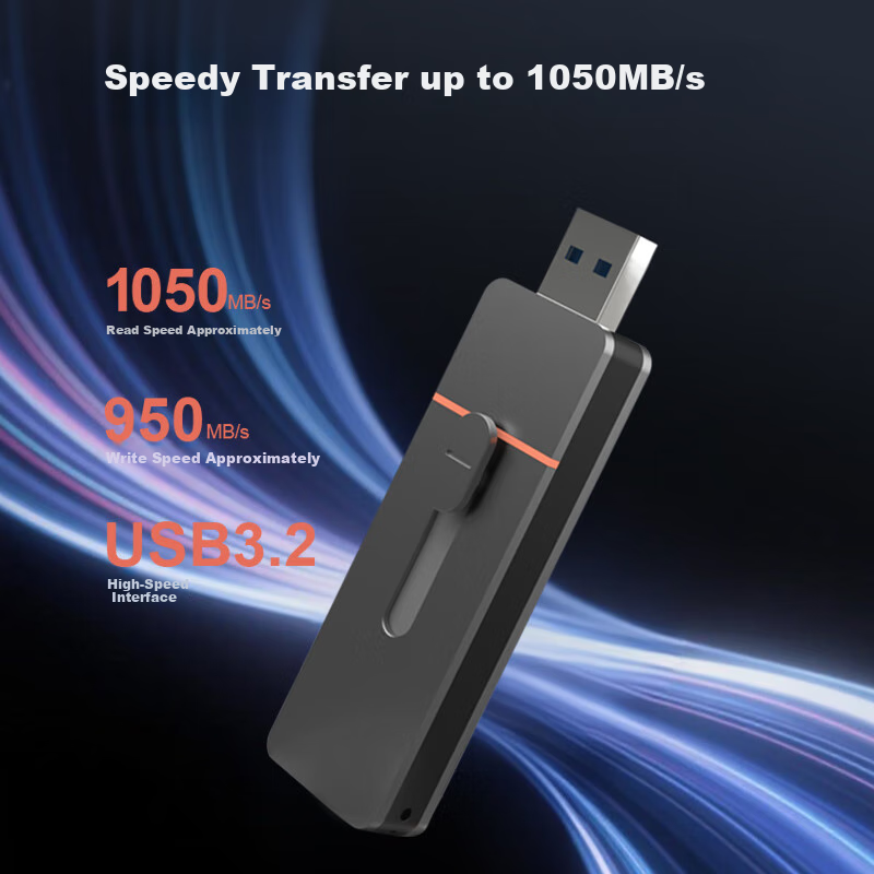 Lenovo 512GB Solid State USB Flash Drive, Read Speed up to 1050MB/s, Dual Interface USB3.2 & Type-C, High Capacity Universal Flash Drive for Phones And Computers