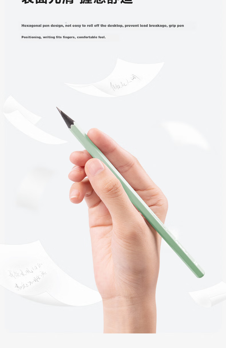 Deli 12-Color HB Black Barrel Office Leather Tip Writing Pencils (Black) (12 pcs/box) Drawing Doodle S955-HB Student School Stationery 7