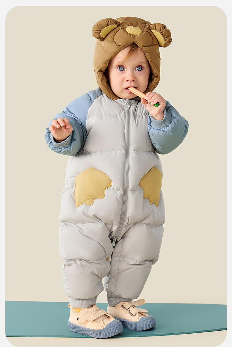 Minibala Bala Waterproof Down Jumpsuit Baby Clothes Bear Romper Boys Girls Thickened Down Onesie 10