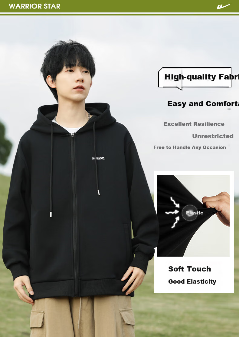 Warrior Hoodie Jacket for Men, Versatile Spring And Autumn Loose Casual Knit Cardigan Sweatshirt Sports Outerwear 9