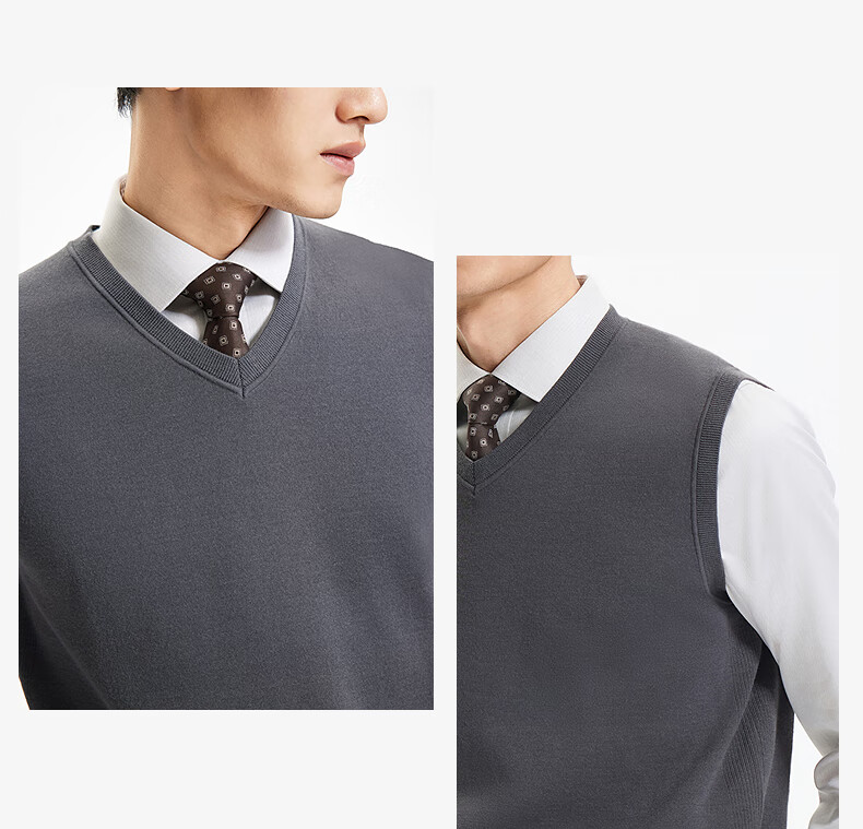 Goldlion Wool Blend 25 Autumn Winter Vest Warm V-Neck Pullover Sweater Men Dark Gray 2XL 9