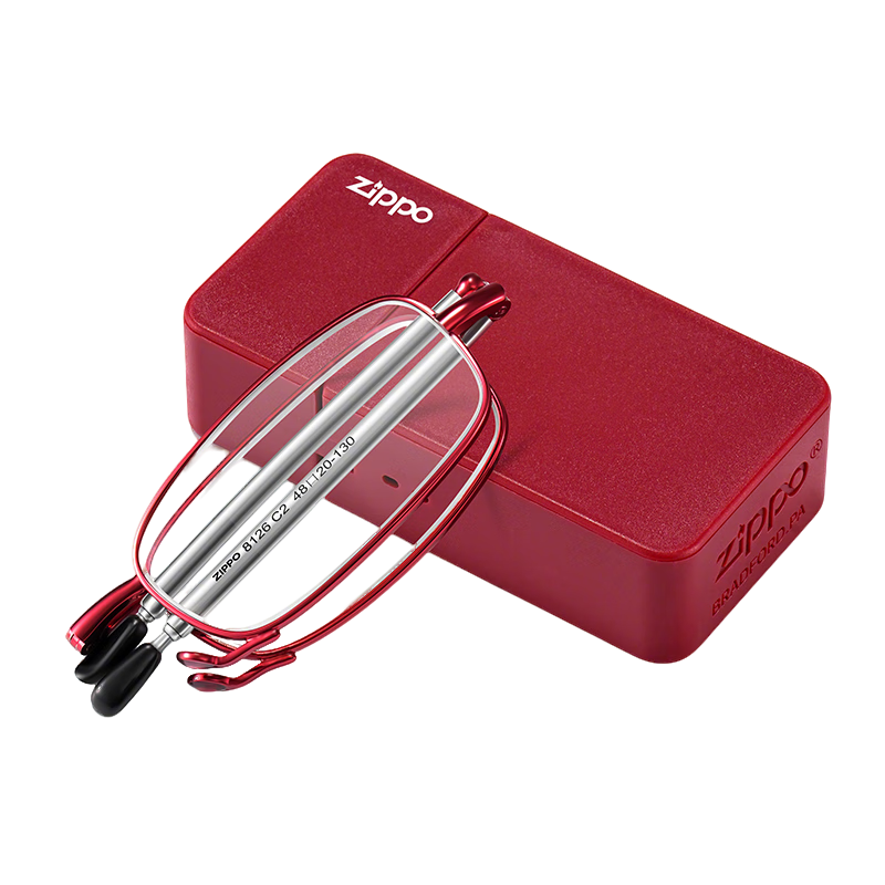ZIPPO American Folding Lighter, Portable Reading Glasses with Imported Lenses, Ultra-Light High-Definition Anti-Blue Light Glasses for Men And Women, Red 250 Degrees