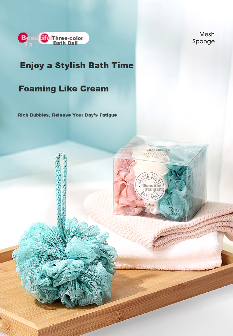 MARYYA Bath Flower Long Strip Shower Sponge, Exfoliating Washcloth, Bath Foam Ball, Non-Spilling, Suitable for Men And Women, Extendable Universal Back Scrubber 1