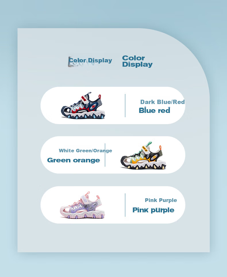 HOBIBEAR Children's Shoes Summer Sandals Closed-Toe Boys' Casual Shoes Girls' Beach Shoes JD73U81 White-Green/orange Size 37 3