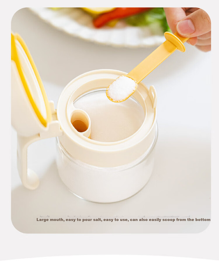 Shuke Middun Dun Seasoning Jar, Salt Container, Sealed Moisture-Proof Storage Box, Spice Container, Household Kitchen Condiment Spoon, Dual-Use for Spraying And Measuring 15