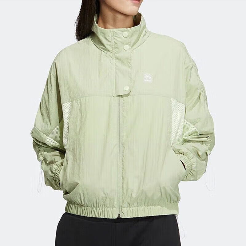 Adidas Women's Lightweight Windproof Sports Casual Stand Collar Jacket HS8843 Green S 3