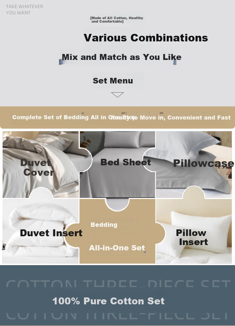 Yuanshenghuo Bedding Set, Including Quilt, Mattress Pad, And Pillow, Five-Piece Complete Set for Bed, Duvet Insert about 3 Jin (1.5 Kg), Spring And Autumn Style, Light Gray 4