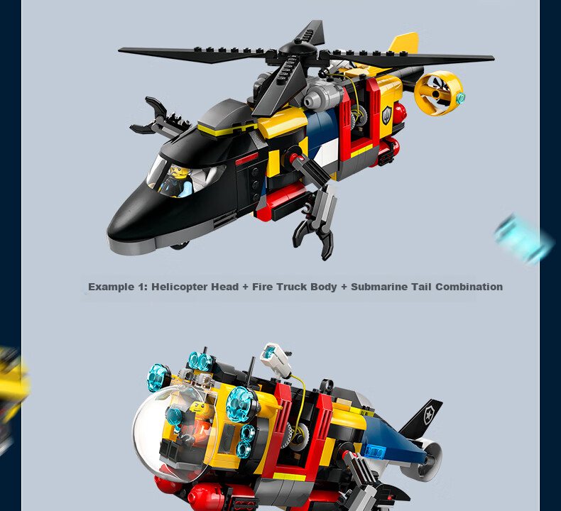 LEGO City 60462 Helicopter Fire Truck And Submarine Set, Boys And Girls Children's Toy Birthday Gift 4