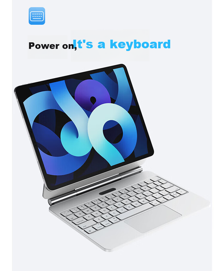COOLSTART Magnetic Floating Keyboard Case for Apple IPad 12th/11th Gen/A16/10th Gen, Compatible with 11/10.9-Inch IPads, Protective Cover And Stand, White 11