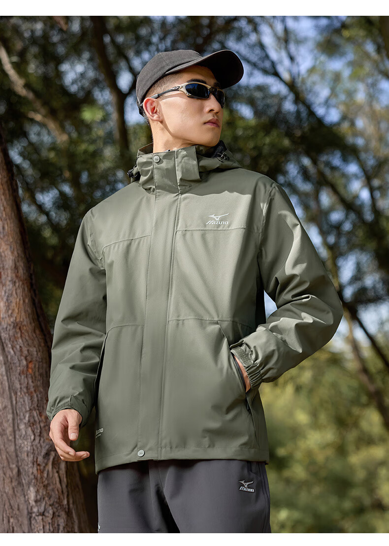 MIZUNO Men's Outdoor 3-in-1 Windproof Fleece Lined Jacket Hiking Sportswear Navy Blue 2XL 3