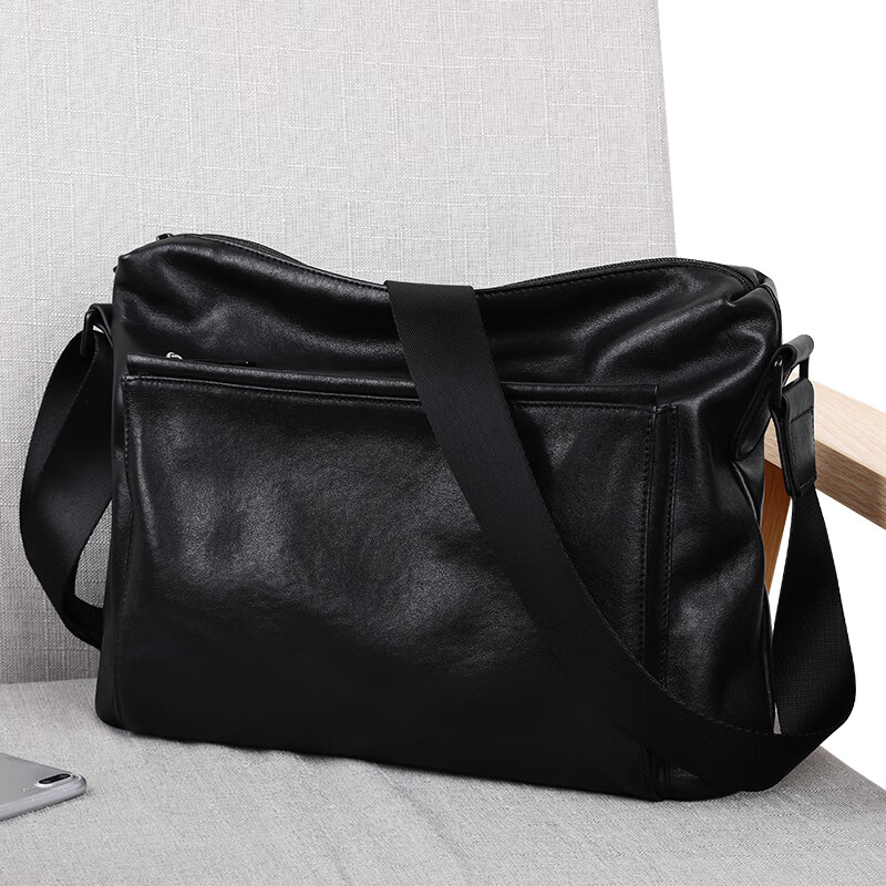 BJIAX Genuine Leather Crossbody Bag Large Capacity First Layer Cowhide Shoulder Bag Men's Commuter Casual Bag