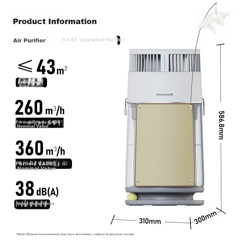 Honeywell Pet Air Purifier for Cat Hair Removal, Allergen Elimination, Cat Companion, Cat Hair Cleaner, Sterilization, Disinfection And Odor Removal KJ360F-C22W