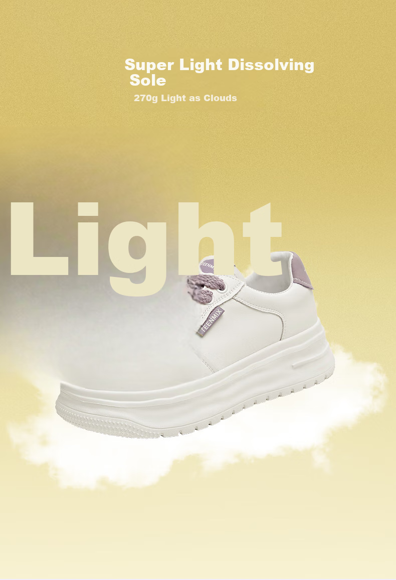 TEENMIX Women's Thick Sole White Sneakers Breathable Casual Shoes New Beige Size 36 8