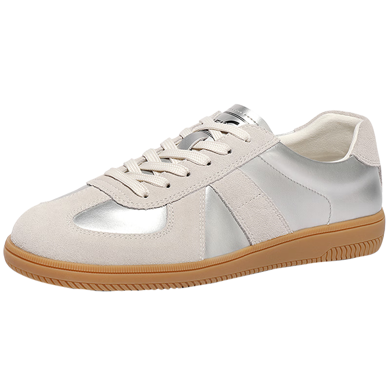 SENDA Women's Patchwork Sports-Style Outdoor Casual Sneakers, Silver, Size 38