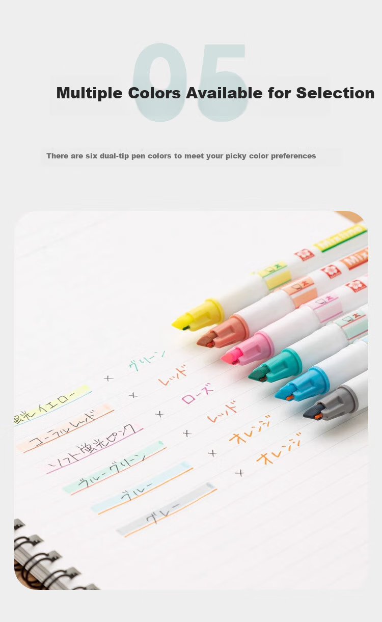 SAKURA Multifunctional Dual-Head Highlighter, 6 Colors, Planner Pen, Exam Review Marker, 3-Piece Set, Colorful 10