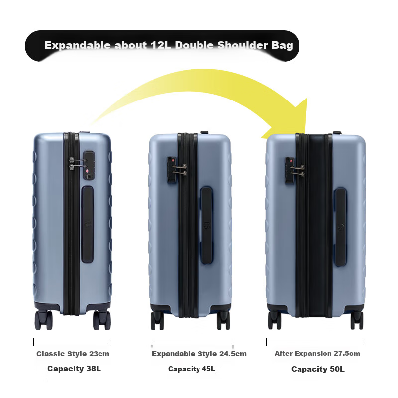 Чемодан 90Fen Luggage 24-дюймовый Rhine River Expandable Version, вместительный дорожный чемодан с кодовым замком, цвет Озерный синий