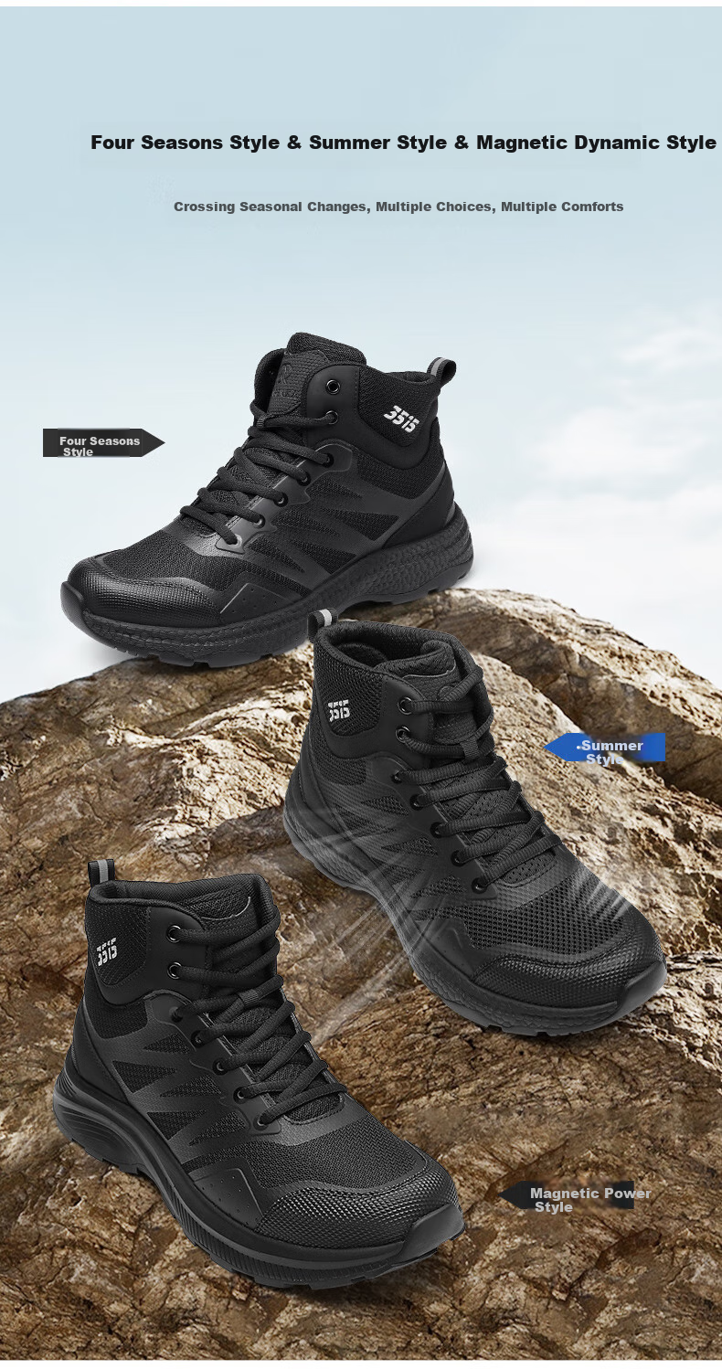 Qiangren Men's Boots, 3515 Hiking Boots, Breathable Shock-Absorbing New Style Puncture-Resistant Outdoor Sports Training Boots, JDS230G, Black, Size 38 3