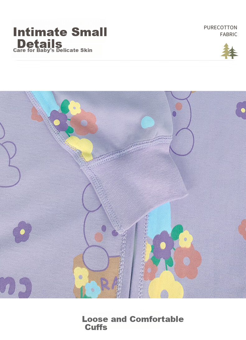 Zisehuayu [Class A] 100% Pure Cotton Children's Sleeping Bag One-Piece Pajamas Autumn Baby Anti-Kick Leg Sleeping Bag 110 7