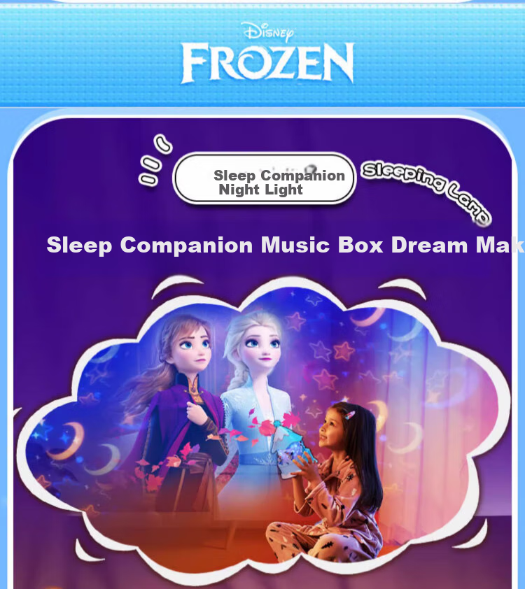 Disney Elsa Princess Children's Toy, Birthday Gift for Girls Aged 7-14, Starry Sky Projection Lamp, Elsa Music Box, Musical Box 8