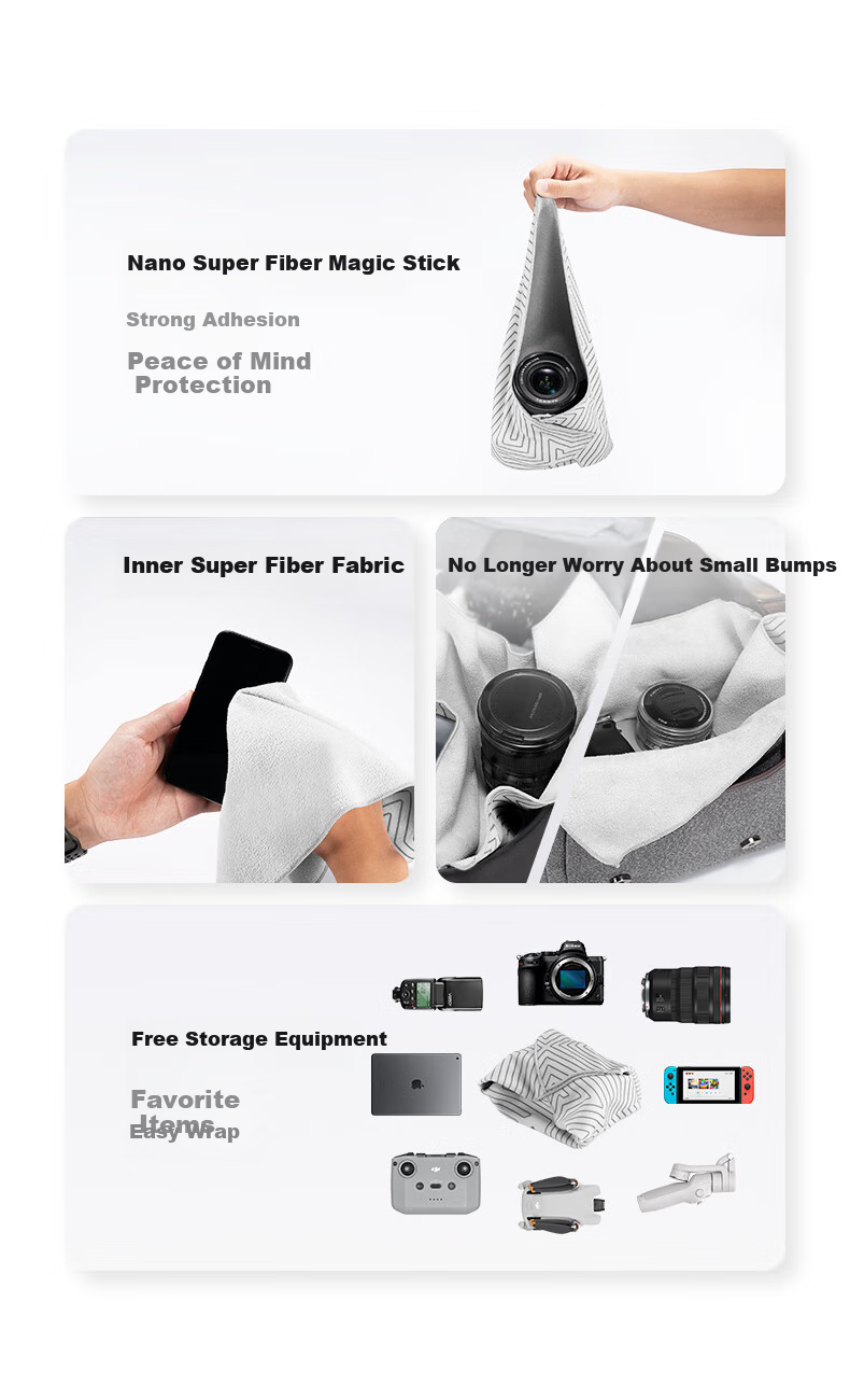 Zhuoer Printed Camera Folding Cloth, P-Shaped Makeup Bag, Magic Cloth, Multi-Purpose Cloth, Mirrorless And DSLR Camera Wrap Cloth, IPad Inner Liner, Microfiber Fabric, Aoyun Gray Magic Cloth, 45*45 2