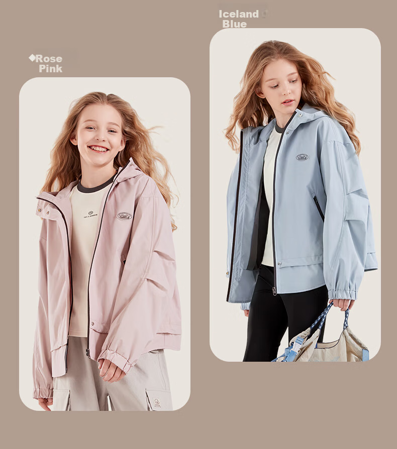 Hello Kitty Girls' Jacket Spring And Autumn Hooded Windbreaker for Older Children Outdoor Sports Outerwear Children's Clothing H013 Iceland Blue 170 4