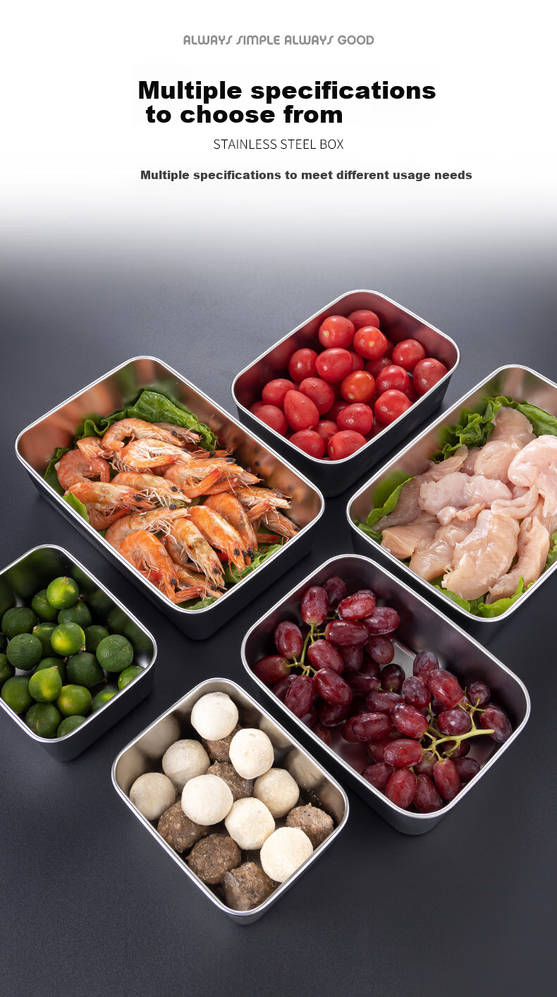 Jinyaoshi Stainless Steel Food Storage Containers, Meal Prep Boxes, Portion Containers, Refrigerator Storage Boxes, 3-Piece Set, Small Size with Lids, GK-PC650 5