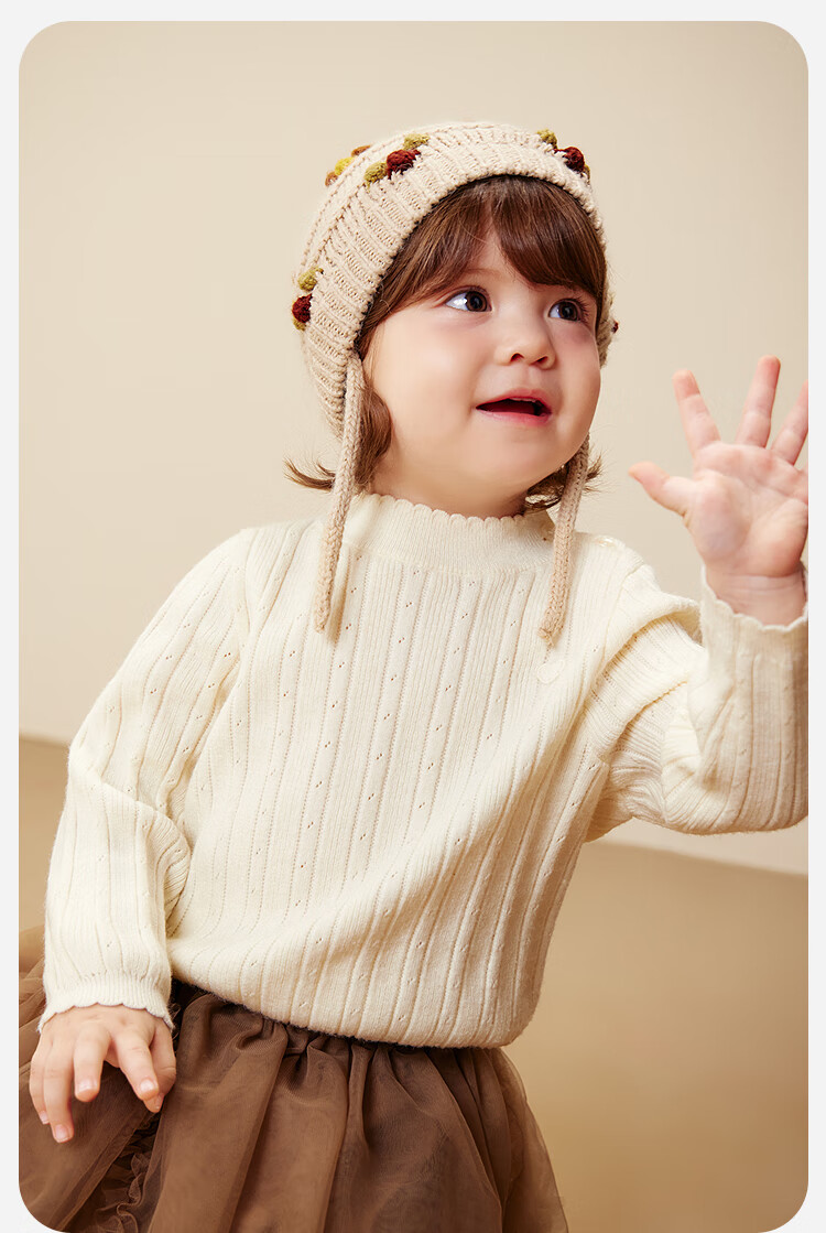 Minibala Girls' Baby Half Turtleneck Soft Sweater Base Layer Skin-Friendly Warm Sweet 2025 Winter 4
