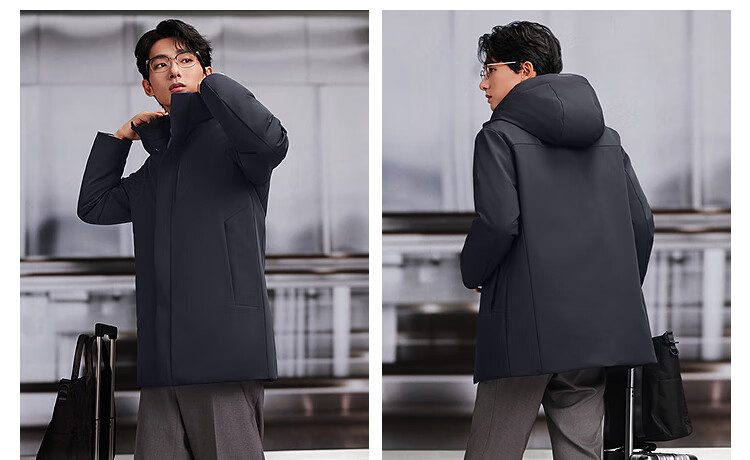 BOSIDENG 25-Year Winter Men's Thickened Hooded Loose Mid-Length Business Versatile Mall-Style Down Jacket 4
