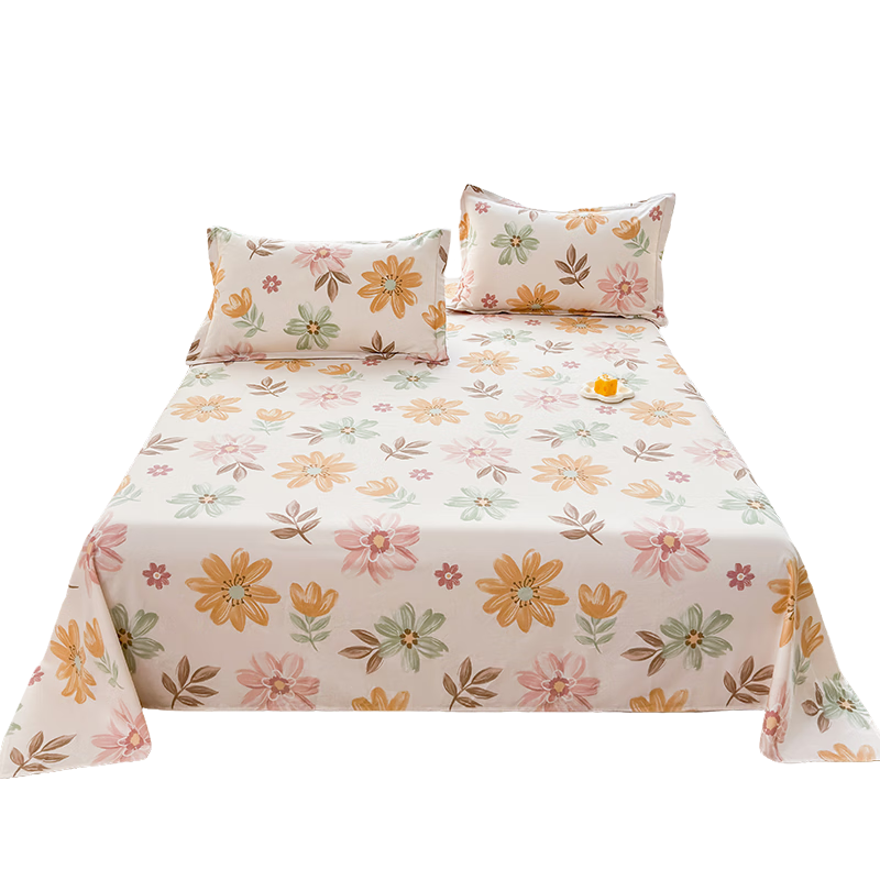 Grace A-Class Brushed Cotton Bed Sheet Single Piece 100% Pure Cotton 7A Antibacterial Fabric Bed Sheet 230x245cm Lingxiao Suyu