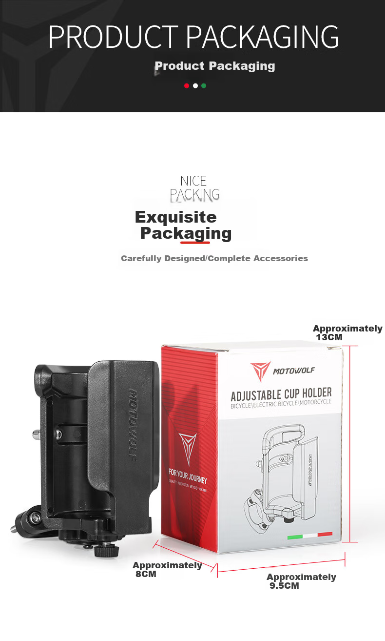 MOTOWOLF Motorcycle Cup Holder, Aluminum Alloy Riding Bumper Mounting Bracket, Electric Bike Bicycle Water Bottle Holder 15