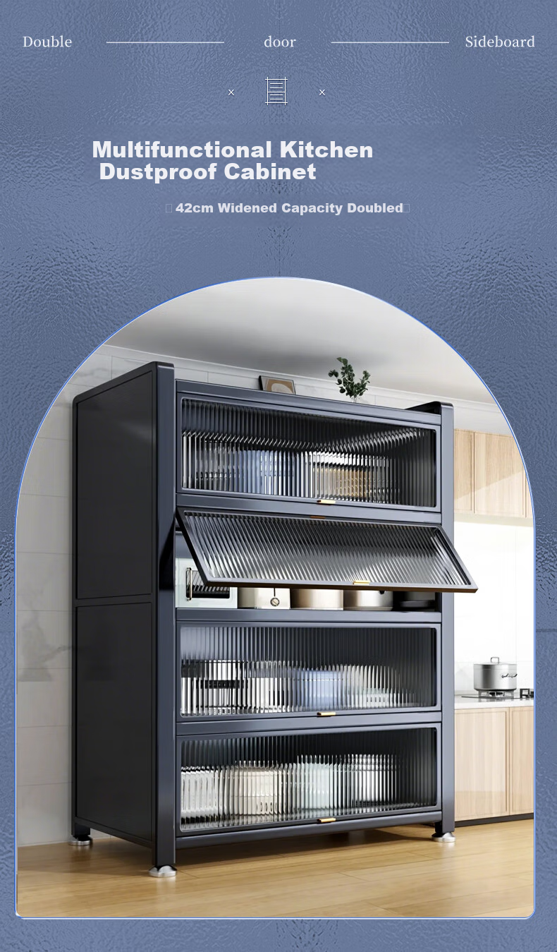 Jiabangshou Kitchen Utensil Storage Rack, Floor-Standing Multi-Layer Household Microwave Oven Storage Rack, Storage Cabinet, Dish Cabinet, Storage Cabinet, 5 Layers 1