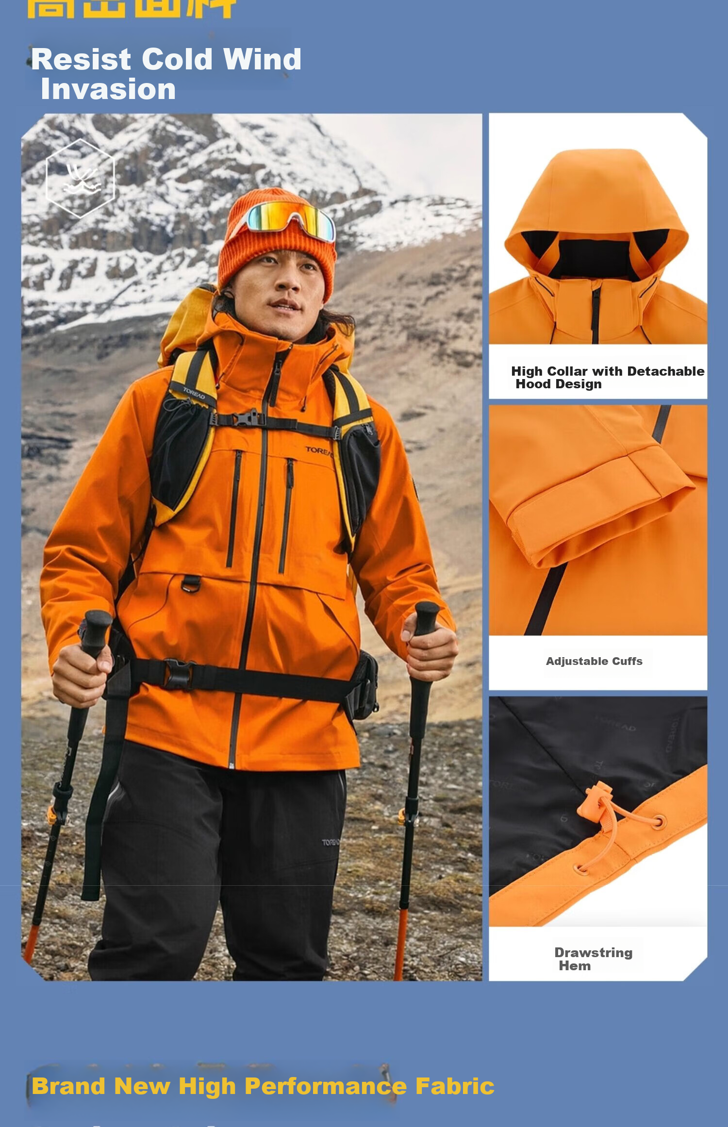 TOREAD Three-In Outdoor Professional Waterproof Windproof Mountaineering Jacket Hiking Coat, Black Men's XL 6